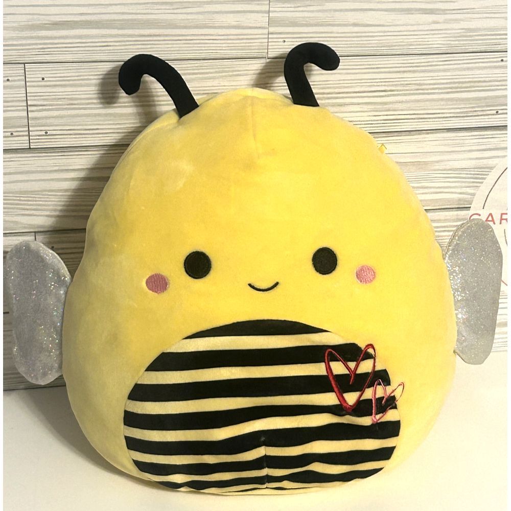 Squishmallow Kellytoy 12" Sunny The Yellow Bumble‎ Bee Hearts Plush Stuffed Toy